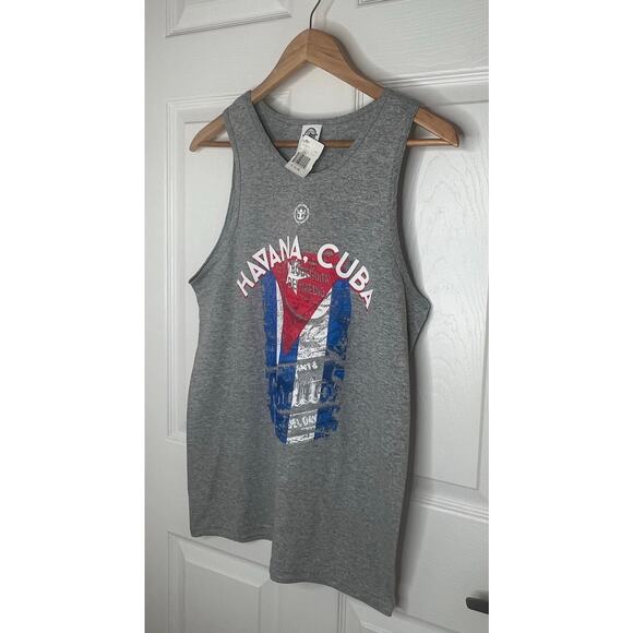 NWT New Havana Cuba Flag Delta Pro Weight Gray Tank Top Sleeveless Size Small - Picture 3 of 8